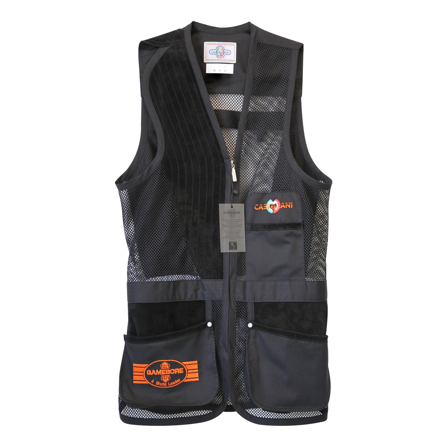 Castellani for Gamebore Clay Shooting Vest - Black & Orange